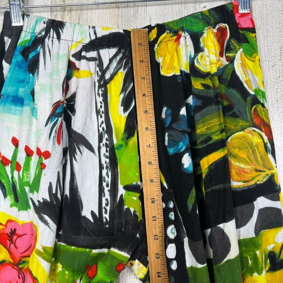 Jams World Parrot Cove Hawaiian Floral Wide Leg Cropped Pants Womens Size Large - Picture 11 of 14